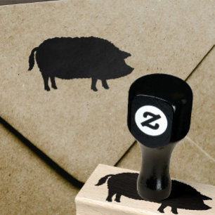 Mangalitsa Pig Silhouette Rubber Stamp