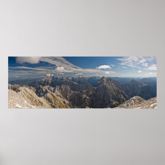 Mangart to Triglav National Park Slovenia panorama Poster (Front)