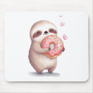 Manger des doughnuts comme un paresseux! mouse pad