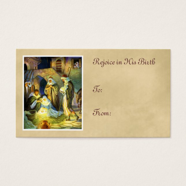 Manger Jesus Gift Tag Christmas (Front)