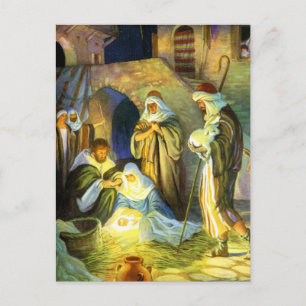 Manger Jesus Postcard Christmas