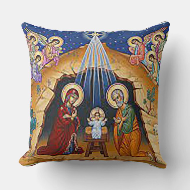 Manger Scene Christmas  Cushion (Front)