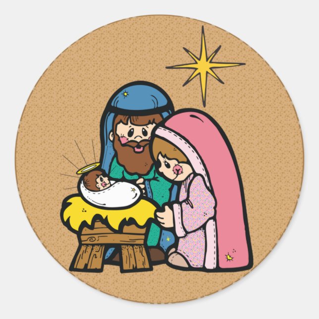 manger scene classic round sticker (Front)