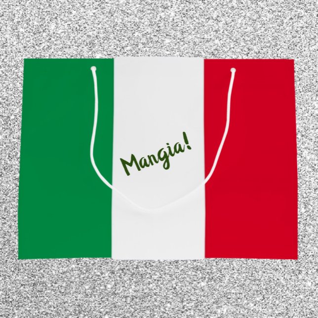 Mangia Italian Flag Red White and Green Large Gift Bag (Bookmark my store! https://www.zazzle.com/store/capricepetit)