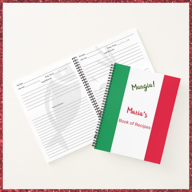 Mangia Italian Flag Red White and Green Recipe Notebook (Creator Uploaded)