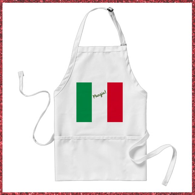 Mangia Italian Flag Standard Apron (Bookmark my store: https://www.zazzle.com/store/capricepetit?rf=238091145531749709)
