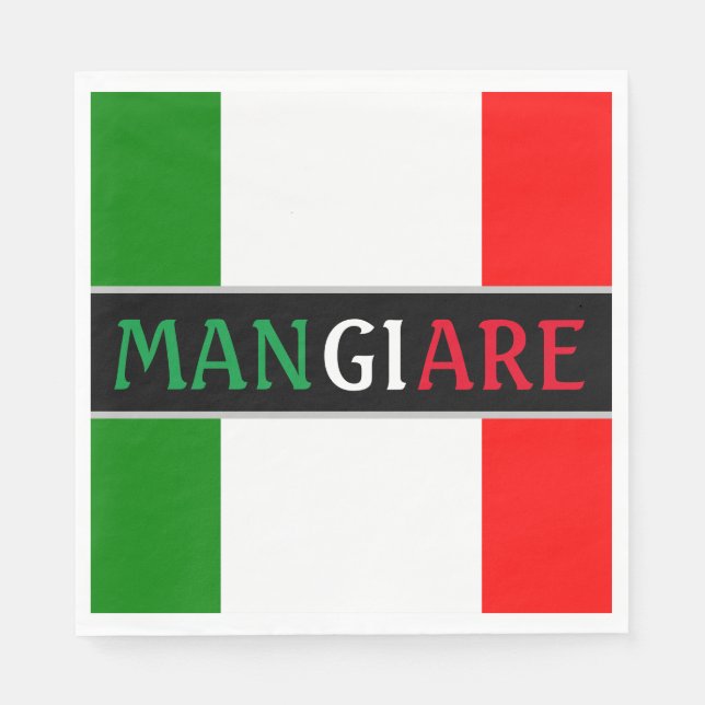 Mangiare Eat in Italian Dinner Napkin (Front)