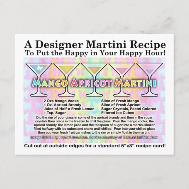 Mango Apricot Spring Martini Recipe Postcard (Front)