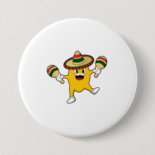 Mango as Musician with Maraca 7.5 Cm Round Badge (Front)