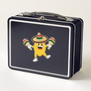 Mango as Musician with Maraca Metal Lunch Box