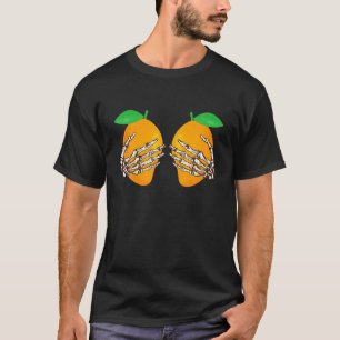 Mango Bra Costume Funny Fruit Halloween Skull Skel T-Shirt