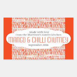 Mango & Chilli Chutney orange food label sticker