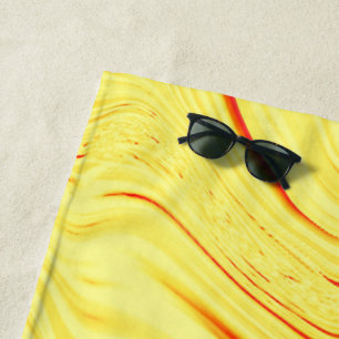 Mango cream, with curved red or coral stroke beach towel