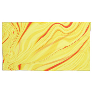 Mango cream, with curved red or coral stroke pillowcase