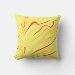 Mango cream with red or coral curved stroke cushion