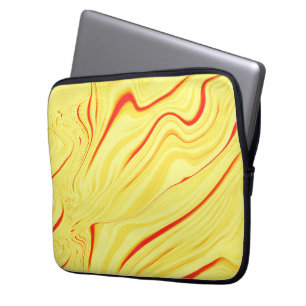 Mango cream with red or coral curved stroke laptop sleeve