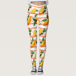 Mango Fruit Pattern with Green Leaves Leggings