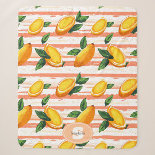 Mango Fruit Pattern with Green Leaves Sherpa Blanket