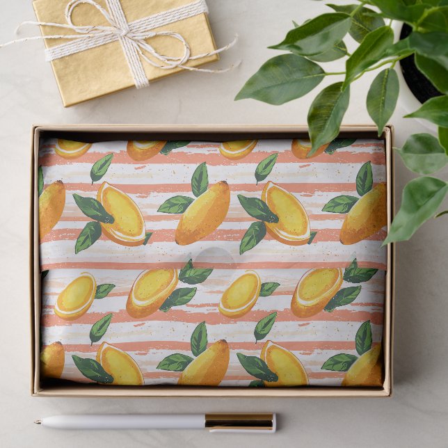 Mango Fruit Pattern with Green Leaves Tissue Paper (Gift)
