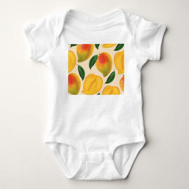 Mango Fruit Seamless Pattern Baby Bodysuit (Front)