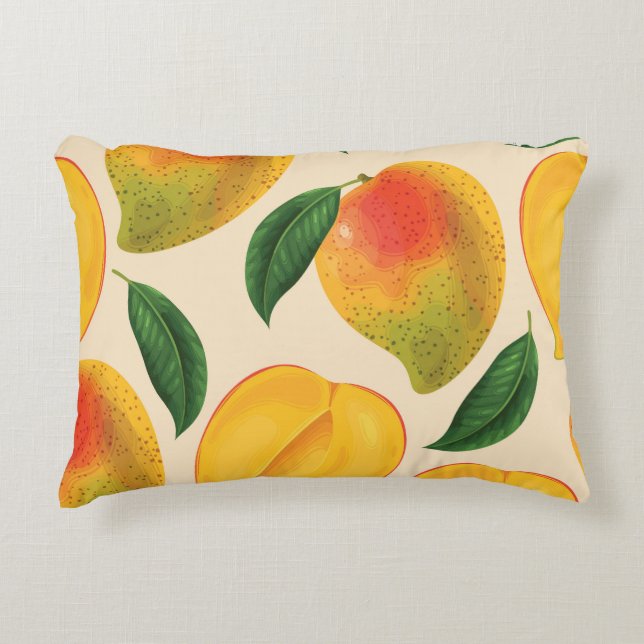 Mango Fruit Seamless Pattern Decorative Cushion (Front)