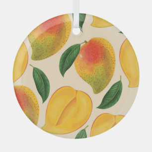 Mango Fruit Seamless Pattern Glass Tree Decoration