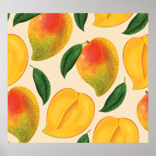 Mango Fruit Seamless Pattern Poster