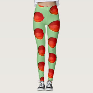 Mango fruit watercolor green Food Tropical Pattern Leggings