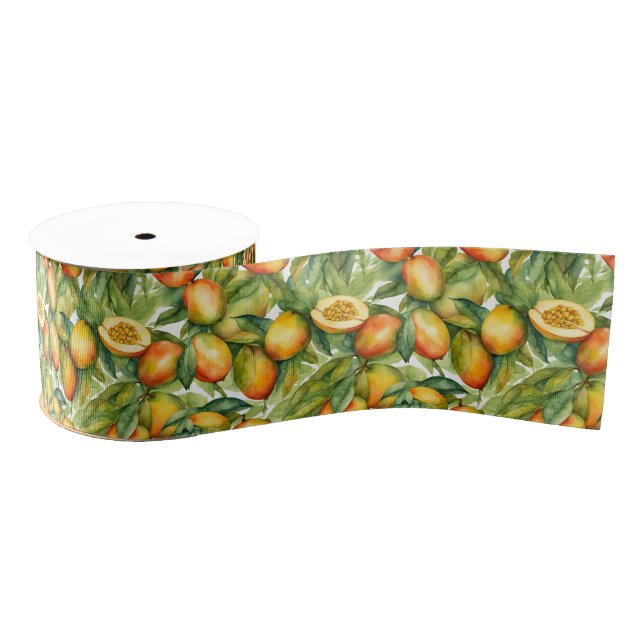 Mango Fruits and Leaves  Grosgrain Ribbon (Spool)