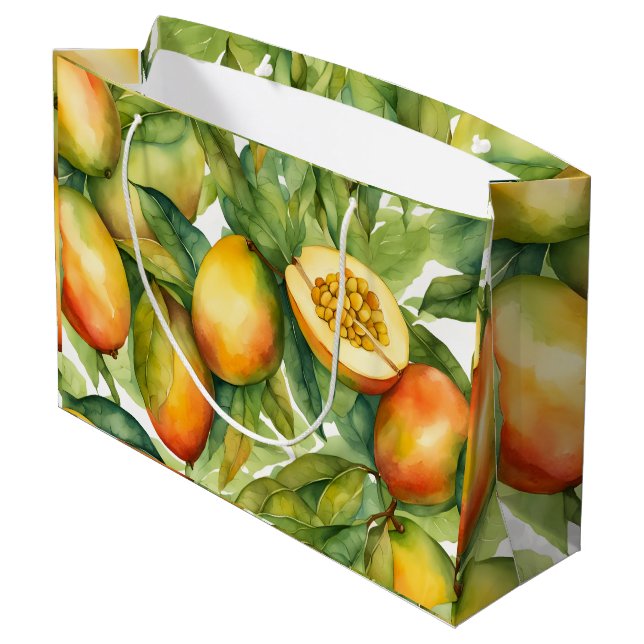 Mango Fruits and Leaves  Large Gift Bag (Back Angled)