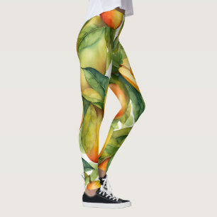 Mango Fruits and Leaves Leggings