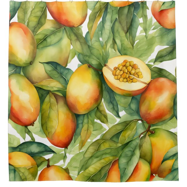 Mango Fruits and Leaves  Shower Curtain (Front)