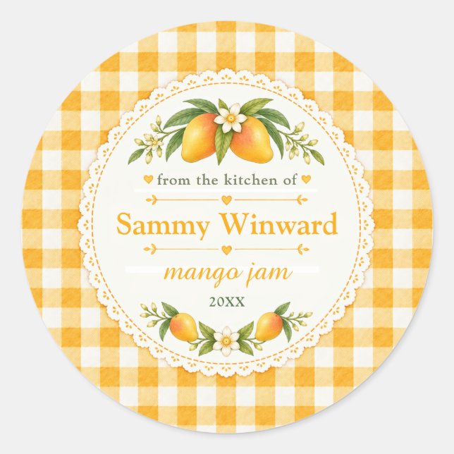 Mango Jam Homemade Gift Label (Front)