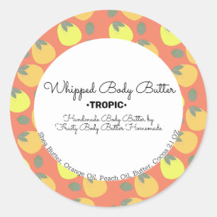 Mango Lemon Body Butter Bath Branding Packaging Classic Round Sticker