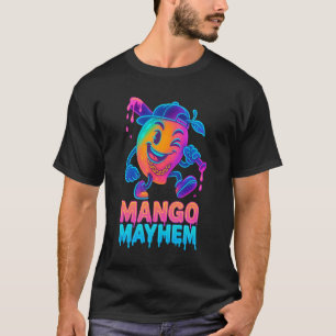 Mango Mayhem – Neon Cartoon Baseball T-Shirt