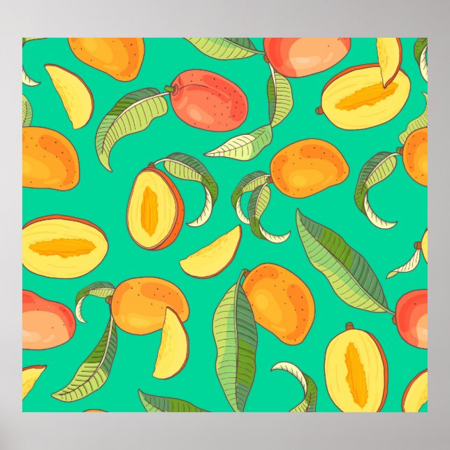 Mango Medley: Tropical Fruit Pattern Poster (Front)