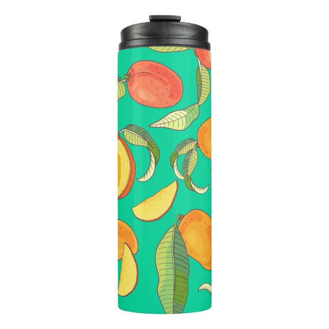 Mango Medley: Tropical Fruit Pattern Thermal Tumbler (Front)