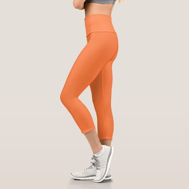 Mango Orange Solid Colour | Classic | Elegant Capri Leggings (Left)