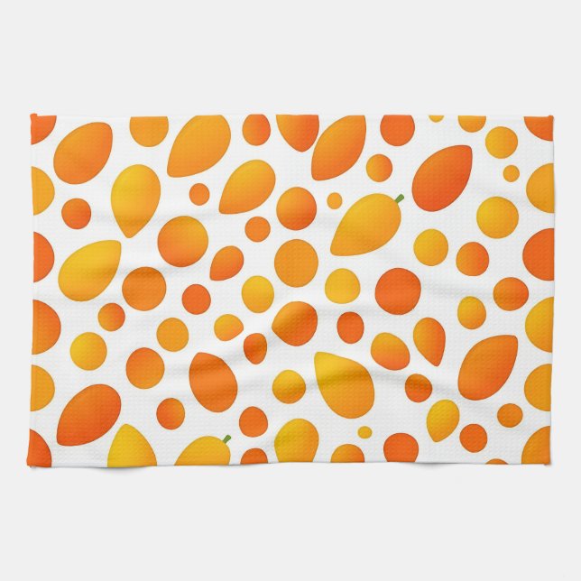 Mango Pattern Vibrant Tropical Fruits Tea Towel (Horizontal)