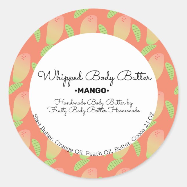 Mango Scent Butter Bath Branding Packaging Classic Round Sticker (Front)