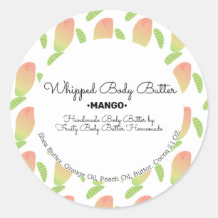 Mango Scent Butter Bath Branding Packaging Classic Round Sticker