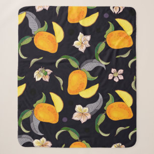 Mango. Seamless pattern with yellow and red tropic Sherpa Blanket