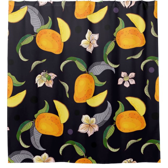Mango. Seamless pattern with yellow and red tropic Shower Curtain (Front)