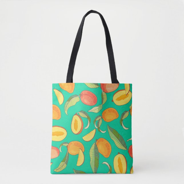 Mango. Seamless pattern with yellow and red tropic Tote Bag (Front)
