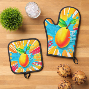 Mango Splash Delight Oven Mitt & Pot Holder Set