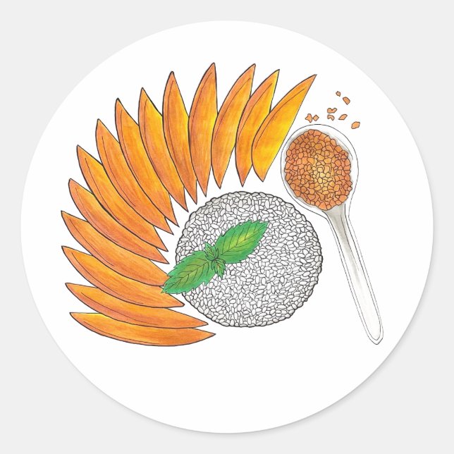 Mango Sticky Rice Dessert Thai Food Cuisine Classic Round Sticker (Front)