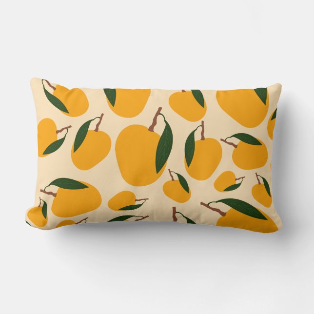 Mango Summer Fruit Pattern Lumbar Cushion (Front)