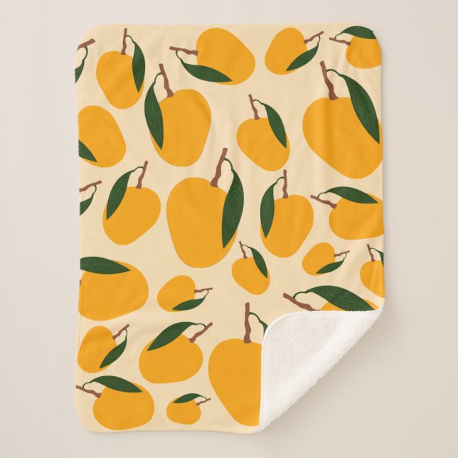 Mango Summer Fruit Pattern Sherpa Blanket (Front)