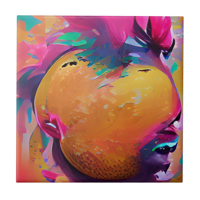 Mango vibrant colourful abstract graphic art  tile (Front)