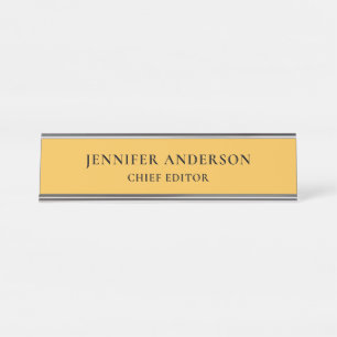 Mango Yellow Professional Modern Plain Minimalist Desk Name Plate